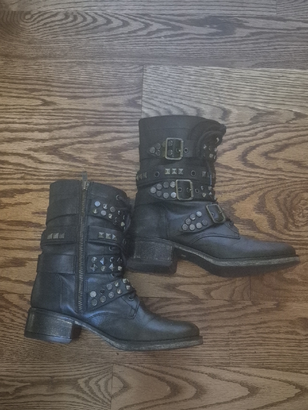 Women's STEVE MADDEN Black Studded Combat Boots